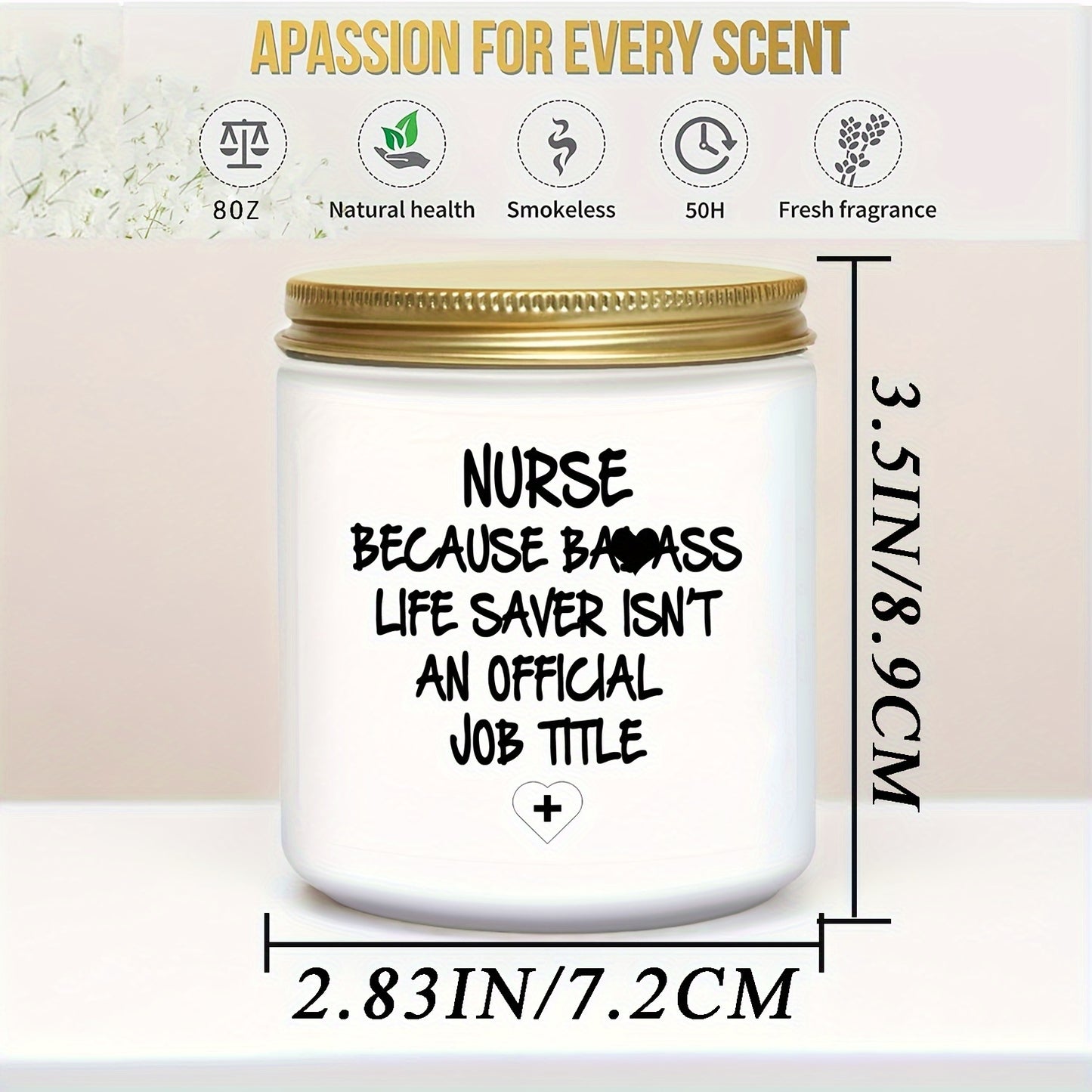 1pc Nurse Gifts for Women Nurse Practitioner Gifts 15.87oz Lavender Scented Candles School Student Nurse Graduation Gift Funny Retirement Bulk Presents Eco-Friendly Long Lasting Natural Soy Max Candle