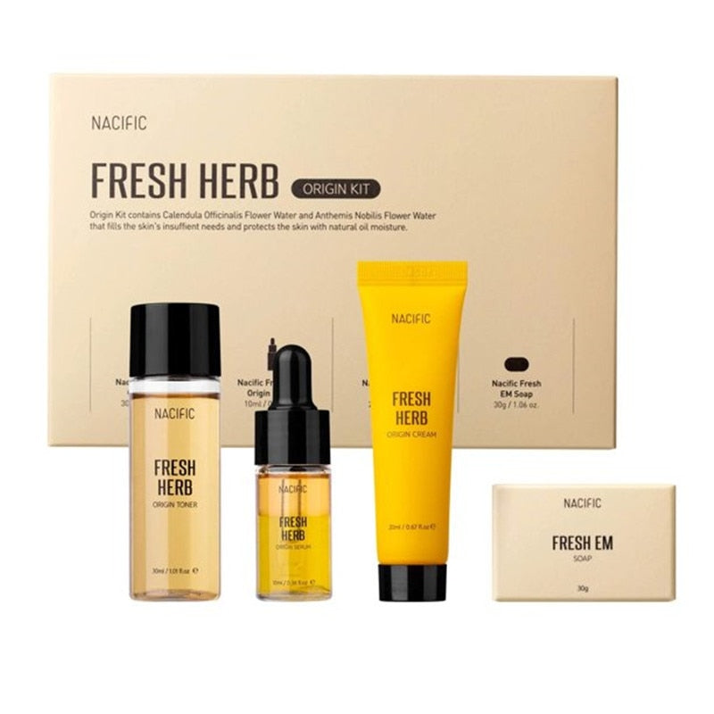 Nacific Fresh Herb Origin Kit (Soap 30g+Toner 30ml+Serum 10ml+Cream 20ml) Herbal Beauty Korean Skin Care