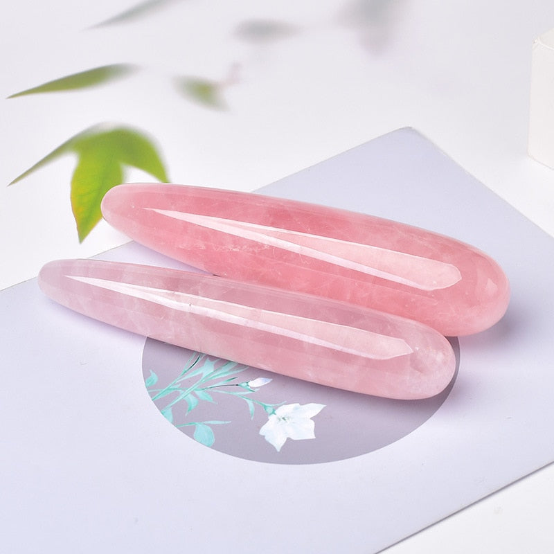 large Size Natural Rose Pink Quartz Crystal Gemstone Massage Stick Black Obsidian Wand Yoni Wand Goddess Wand Healing For Women