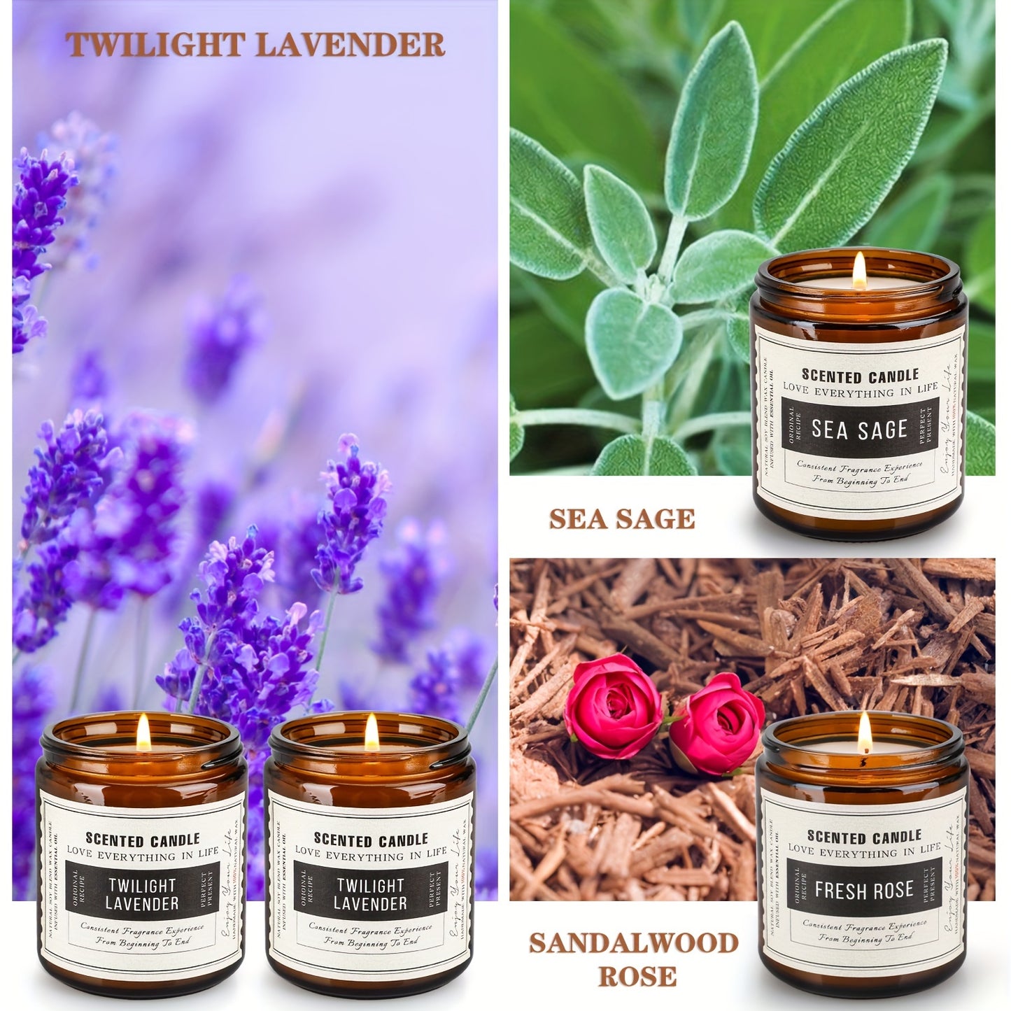MXCUV 4-Pack Candle Gifts For Women, Lavender Candle Set For Women, 28 Ounces 200 Hours Lasting Candles, Sage Candles For Home, Scented Candles, Gift Set For Family And Friends