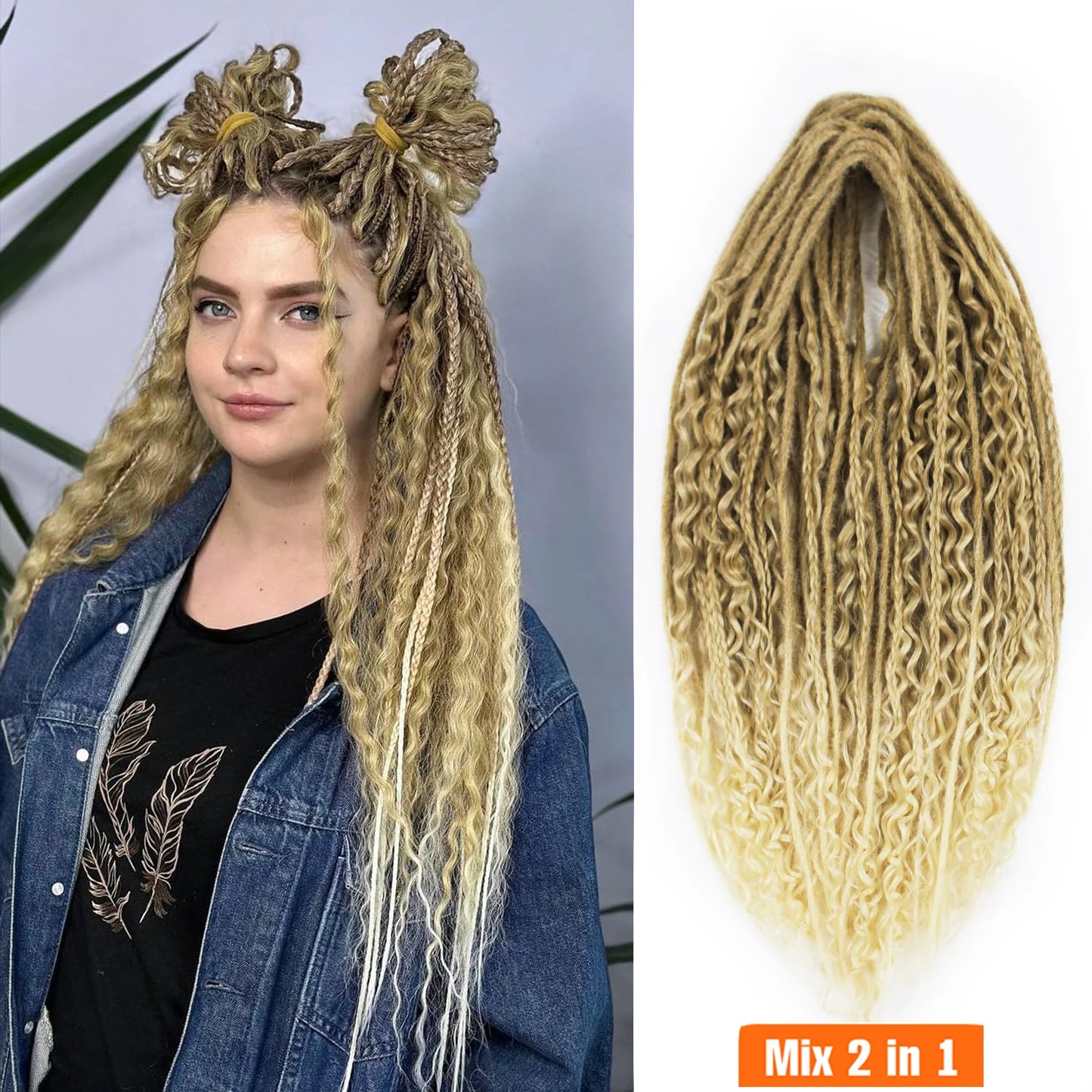 Double Ended Synthetic Dreadlock Extensions  Ombre Blonde Boho Crochet Hippie Dreads 10 Strands Handmade Bohemian Box Braids