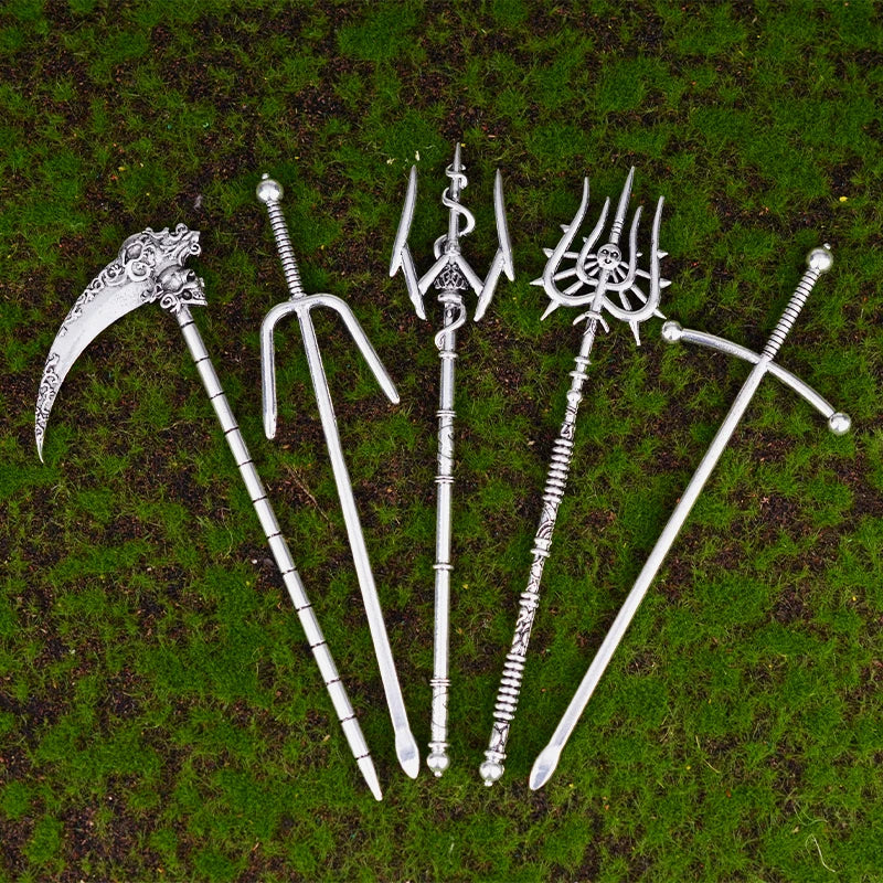 Witch Dead Skull Sun Sword Hair Stick Pagan Occult Protection Hairpin Goddess Hair Jewelry Wicca Gift