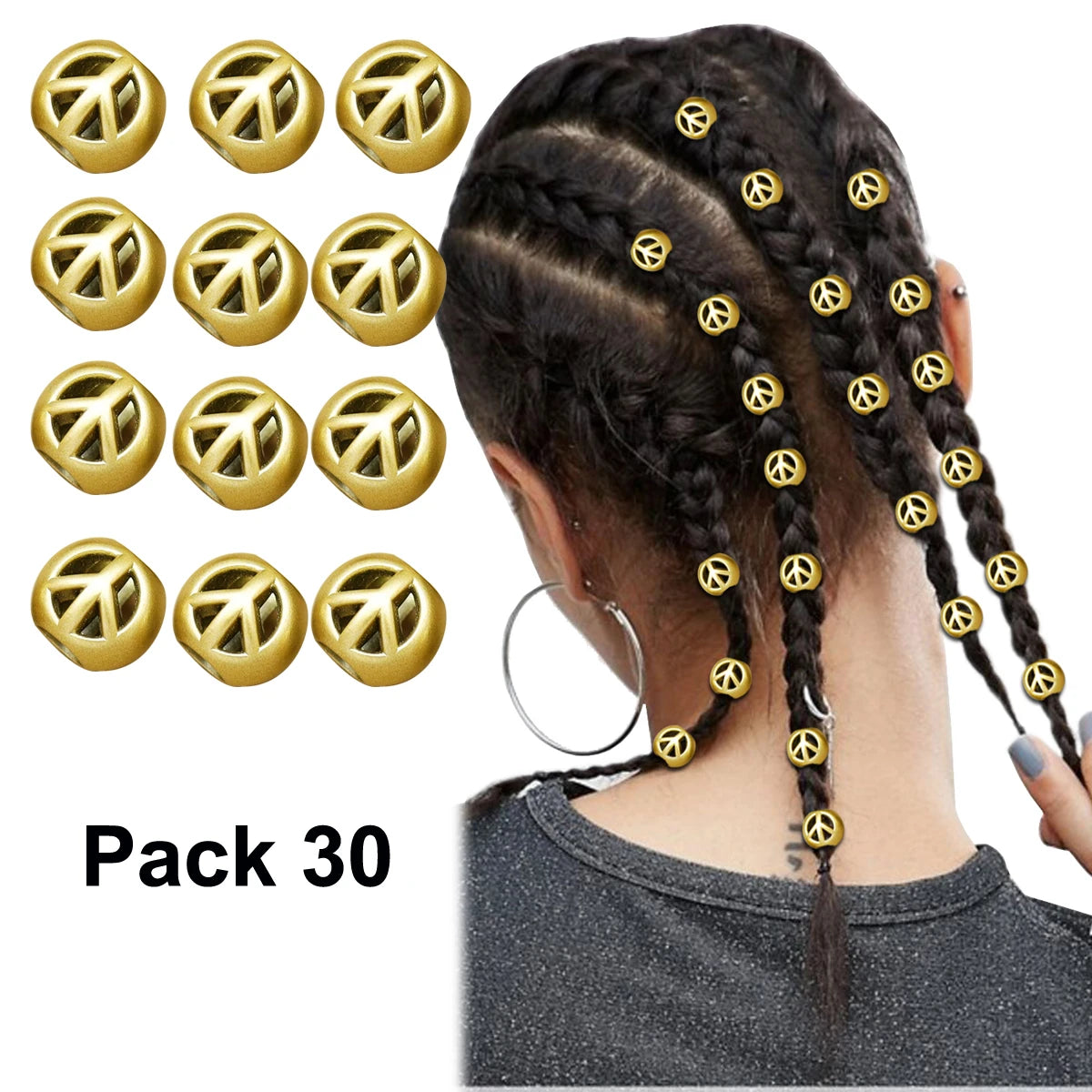 30x Viking Peace Sign Beard Bead Rasta Dreadlocks Updo Braid Hair Dress Clip Pin Set Biker Boho Women Accessories Statement Gift