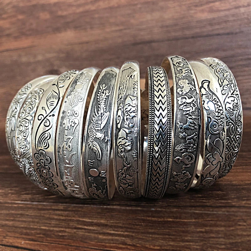 Yumfeel  Tibetan Silver Bracelet Antique Silver Cuff Bracelet  10pcs/lot