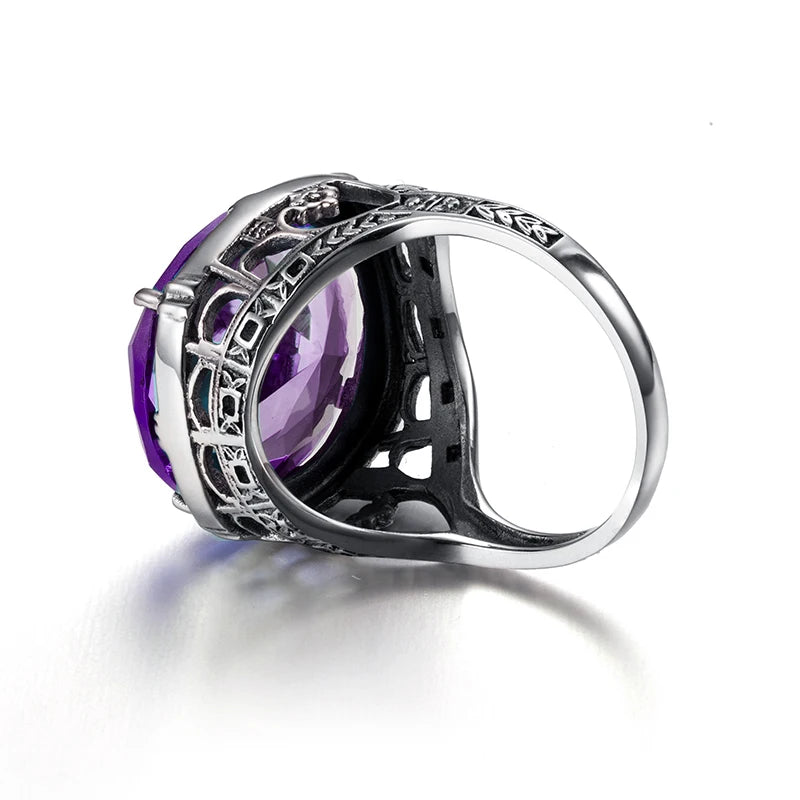 Szjinao Real 925 Silver Women Amethyst Gemstone Ring Wedding Rings Handmade Processing Victorian Antique Jewelry Star Of David