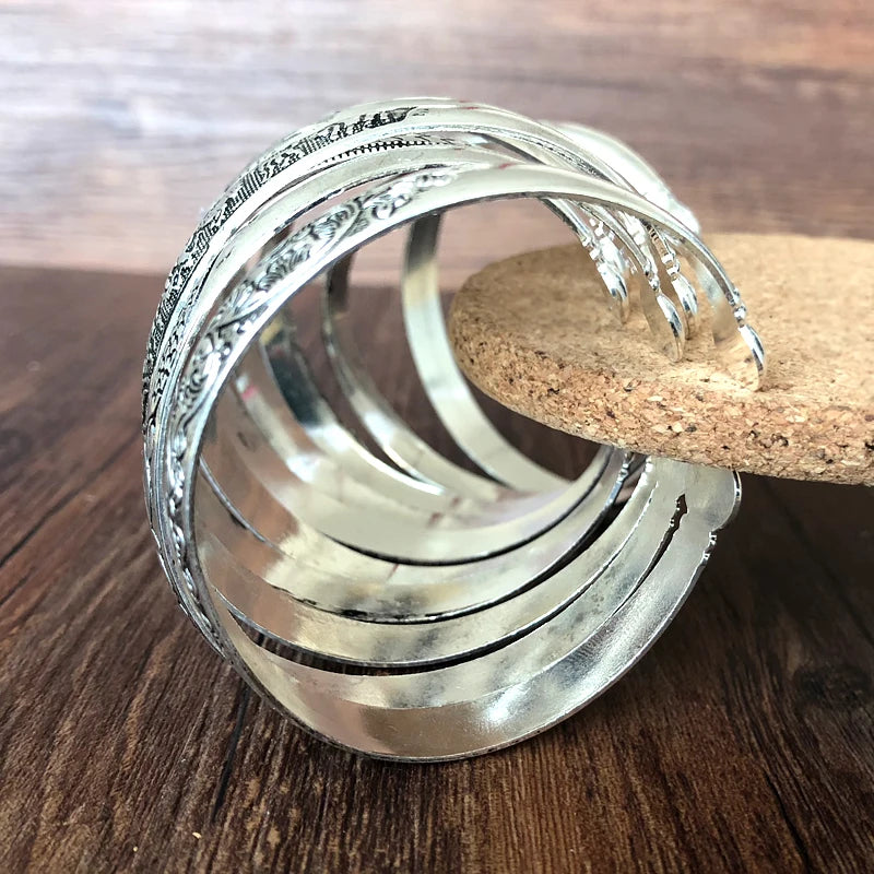 Yumfeel Wholesale Tibetan Silver Bracelet Antique Silver Cuff Bracelet  10pcs/lot free shipping