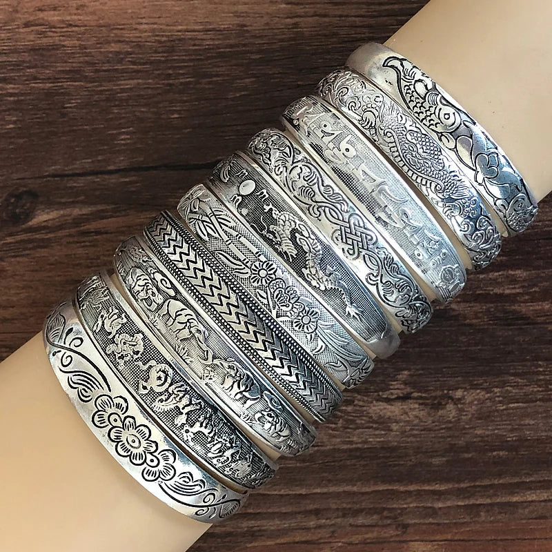 Yumfeel  Tibetan Silver Bracelet Antique Silver Cuff Bracelet  10pcs/lot