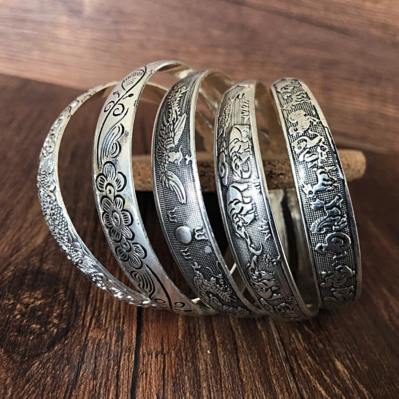 Yumfeel  Tibetan Silver Bracelet Antique Silver Cuff Bracelet  10pcs/lot