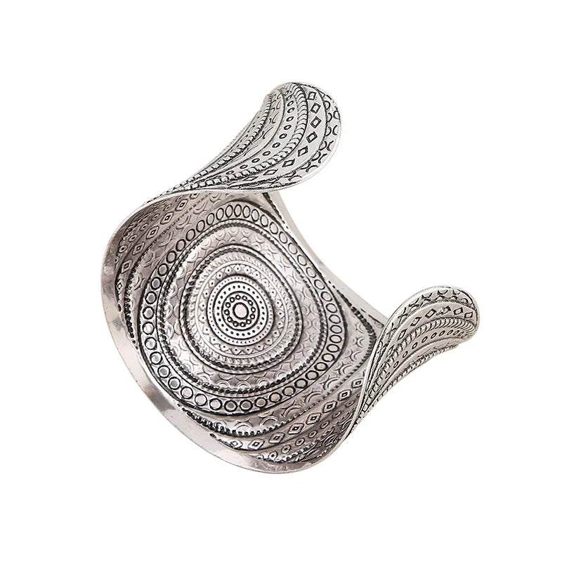 Colorful Natural Oval  Wide Cuff Bracelets Charming Big Bangles Bohemian Tibetan   Bracelet  Enamel Jewelry For Women