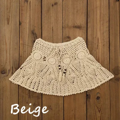 8 Color Hand Crochet Florens Skirt Women Sexy Beach cover up Skirt Boho Style elastic waistband