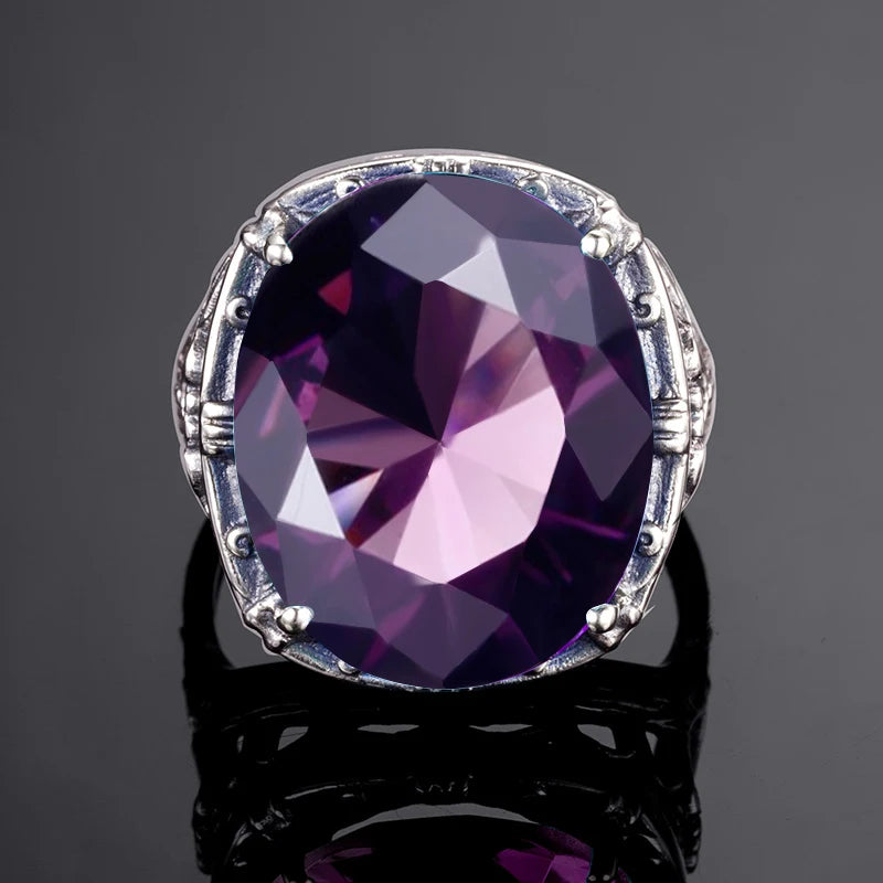 Szjinao Real 925 Silver Women Amethyst Gemstone Ring Wedding Rings Handmade Processing Victorian Antique Jewelry Star Of David