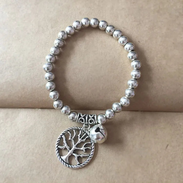 Yumfeel Bohemian Vintage Tibetan Silver Plated Beads Bracelet Owl Elephant Charm Bracelets Jewelry
