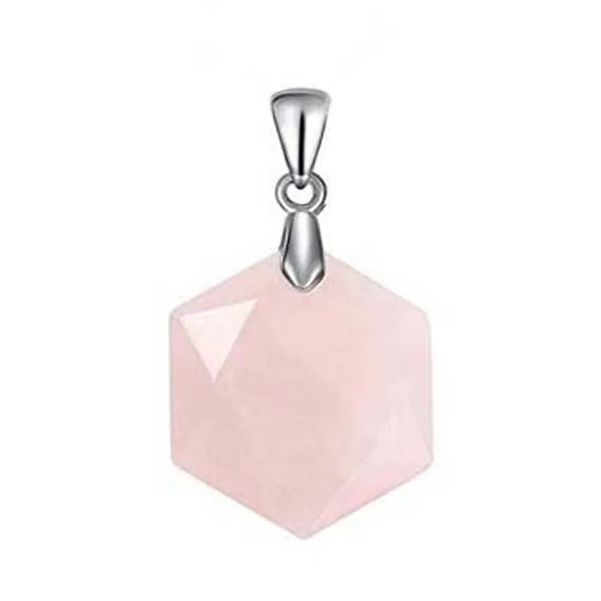 KFT Natural Hexagram Healing Crystal Quartz Star of David Hexagon Faceted Rose Pink Quartz Magen David Pendant Jewelry For Men