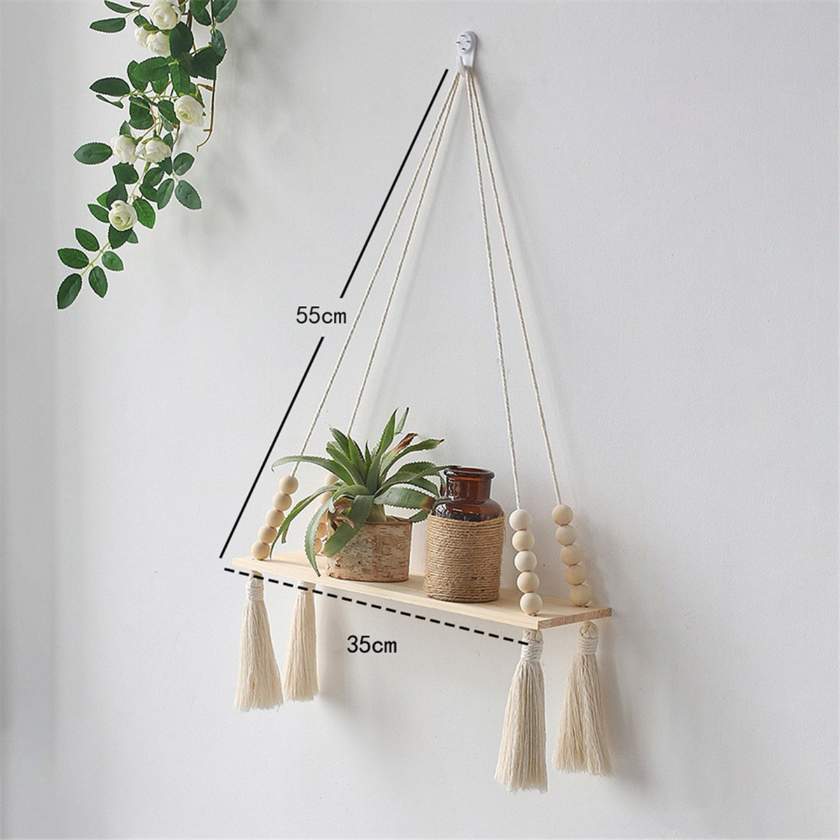 Shelf Boho Decor Shelves on Wall Wood Decoration for Bedroom Living Room A
