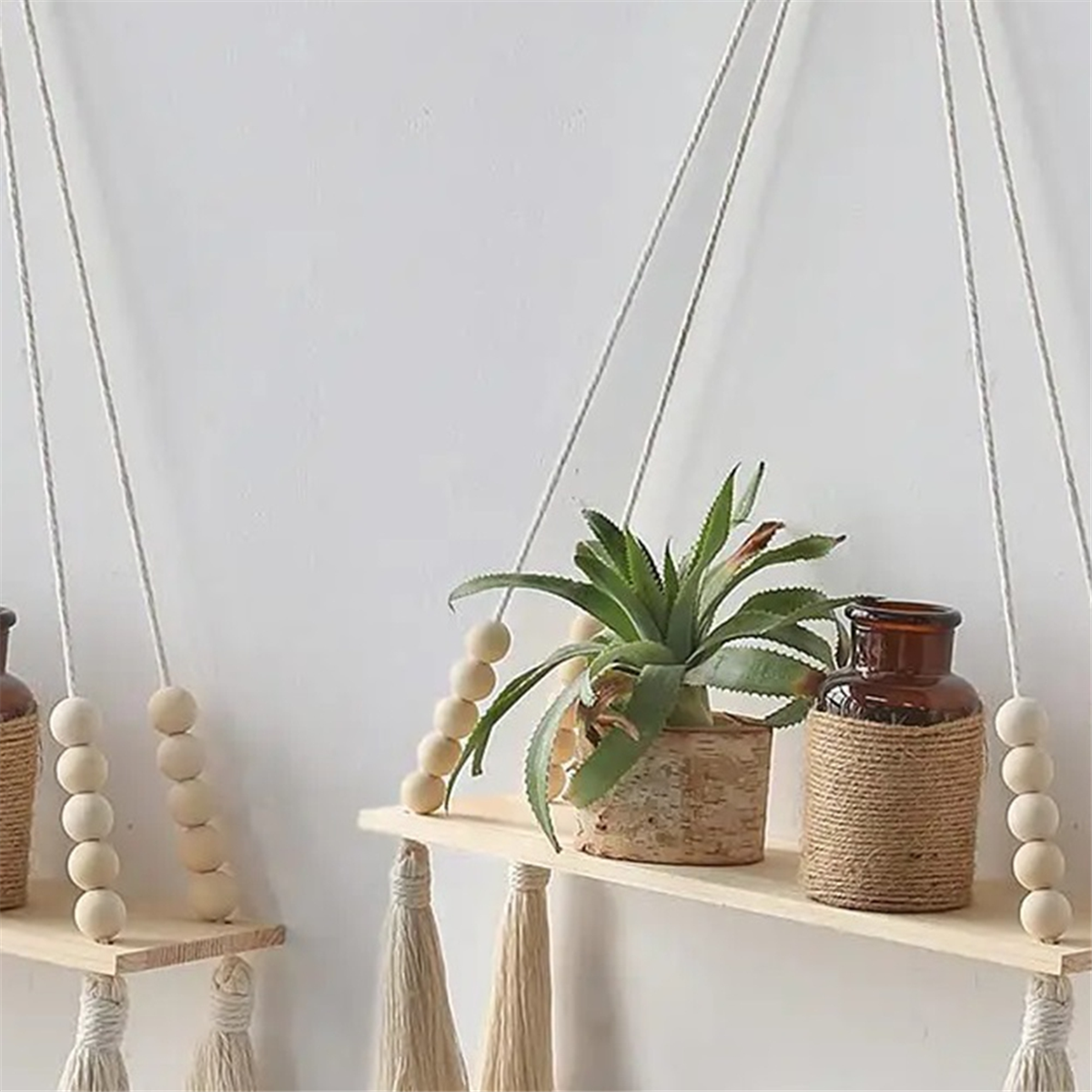 Shelf Boho Decor Shelves on Wall Wood Decoration for Bedroom Living Room A