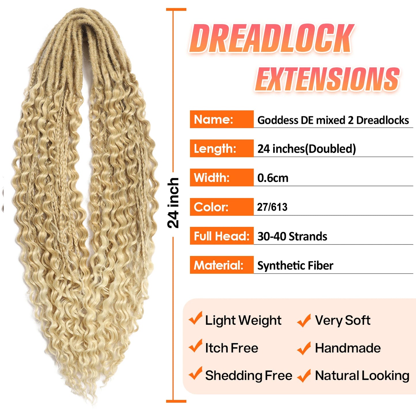 Double Ended Synthetic Dreadlock Extensions  Ombre Blonde Boho Crochet Hippie Dreads 10 Strands Handmade Bohemian Box Braids