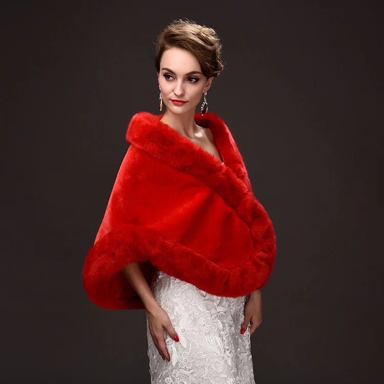 Luxury Faux Fur Scarf Cape Winter Warm Bolero Bridal  Poncho Elegant Soft  Mink Female Wedding Cloak  Jacket E162