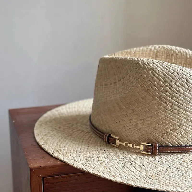 Fashion Vintage Raffia Straw Jazz Hats For Women Men Caps Summer Beach Casual Fedora Hat  Jazz Hat Elegant Sunhat Chapeau Enfant