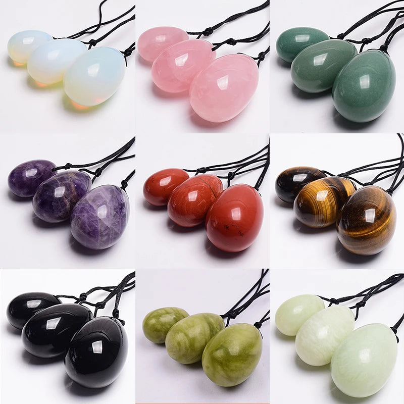 3 PCS Natural Jade Stone Yoni Egg Set Massage Vaginal Balls Muscle Kegel Exercise Women Tightening Crystal Ball  Kegel Exerciser