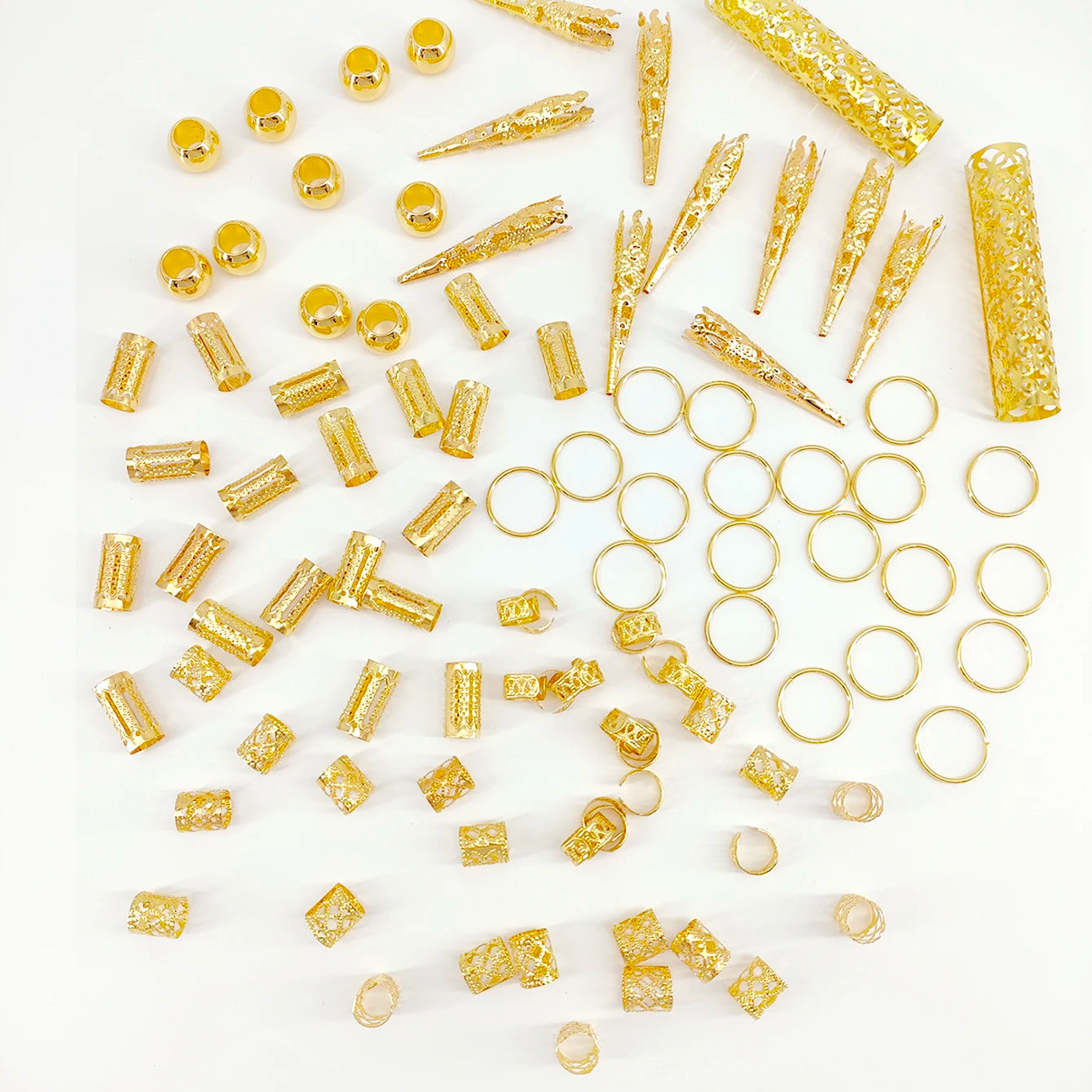 102pcs boho Hollow Braids Hair Rings Metal Dreadlock Hair Cuff Pins Different Length Hair Barrettes For Women  Hair Accessories