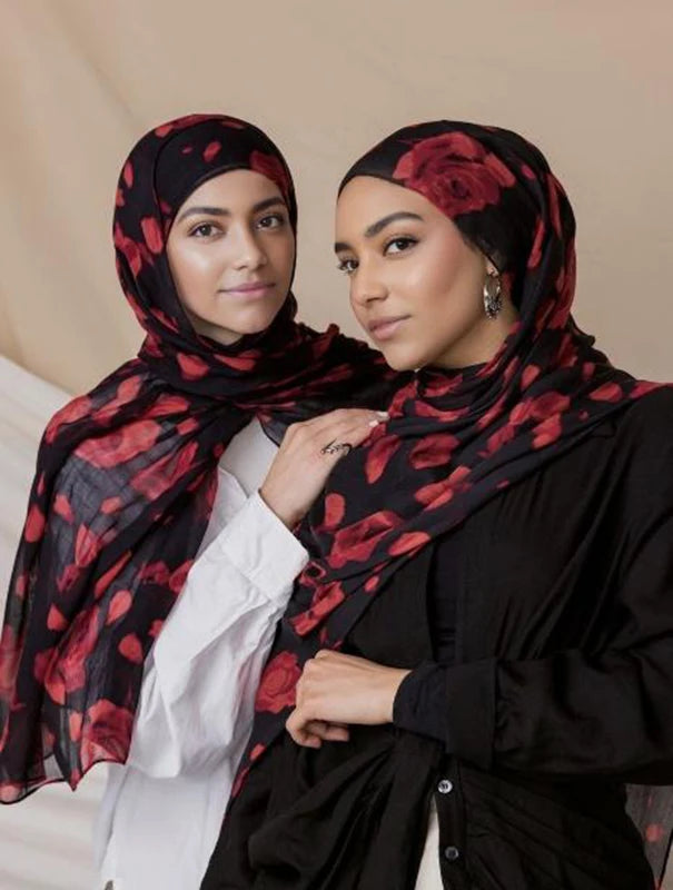 1Pcs Islam Ramadan Watercolor Print Hijab Women Bohemian Soft Muslim Hijabs Foulard Femme Shawl Wrap Scarf Headscarf