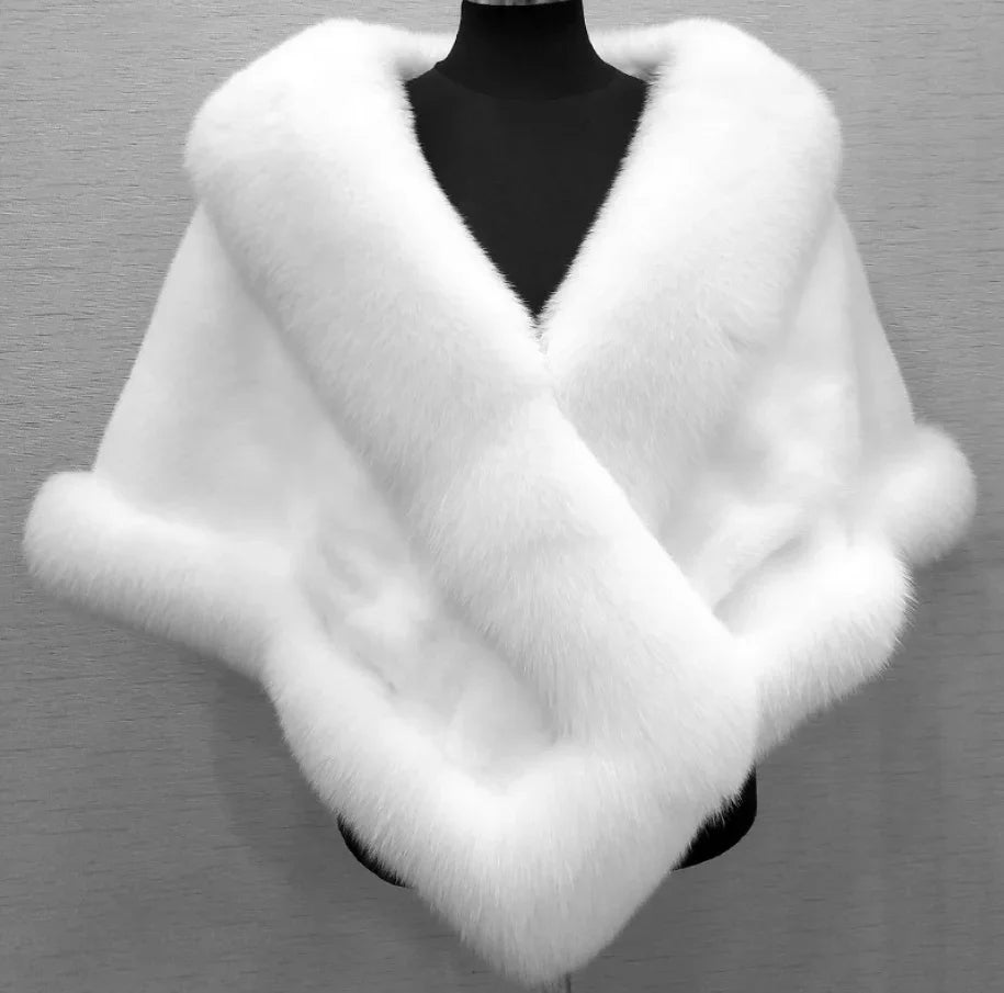 Luxury Faux Fur Scarf Cape Winter Warm Bolero Bridal  Poncho Elegant Soft  Mink Female Wedding Cloak  Jacket E162