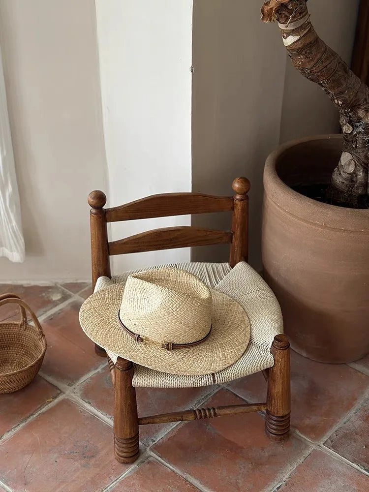Fashion Vintage Raffia Straw Jazz Hats For Women Men Caps Summer Beach Casual Fedora Hat  Jazz Hat Elegant Sunhat Chapeau Enfant