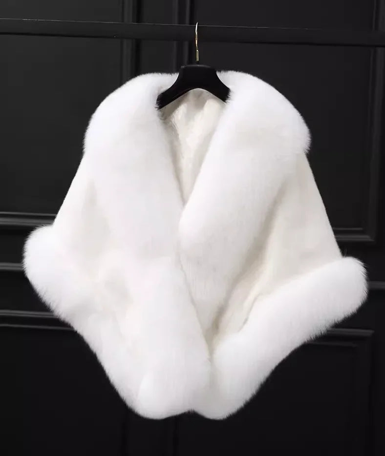 Luxury Faux Fur Scarf Cape Winter Warm Bolero Bridal  Poncho Elegant Soft  Mink Female Wedding Cloak  Jacket E162