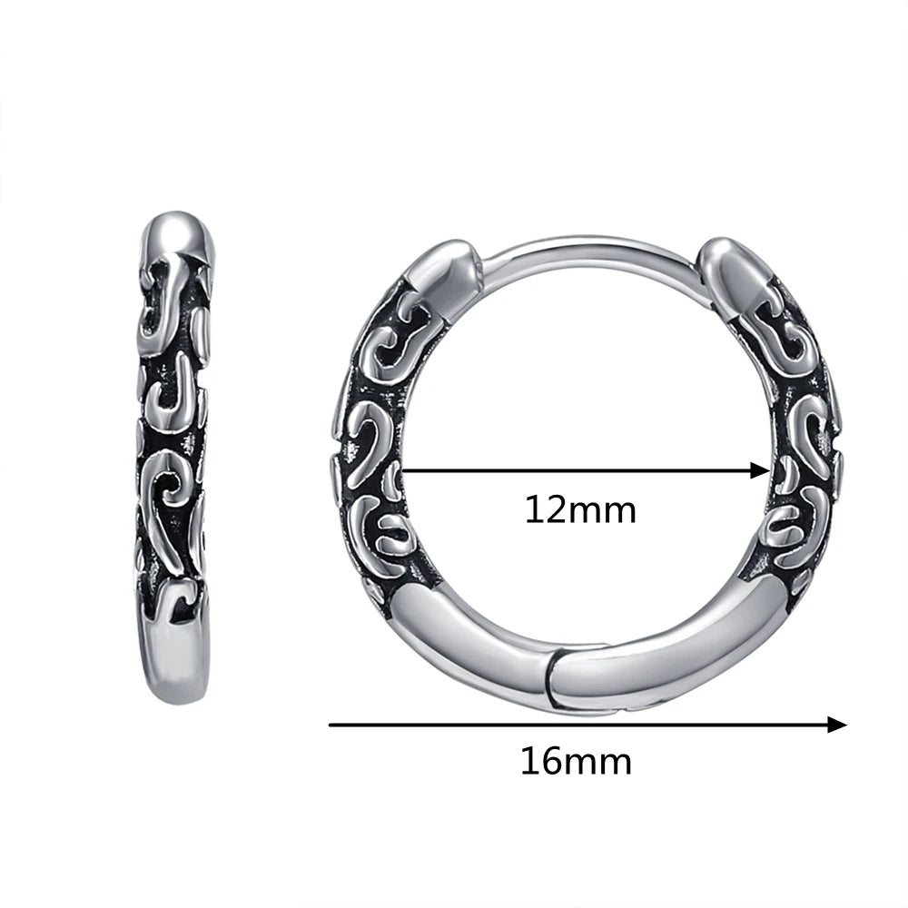 Vintage Simple Small Hoop Earrings Stainless Steel Hypoallergenic Earrings for Men Women Cool Indian Boho Jewelry