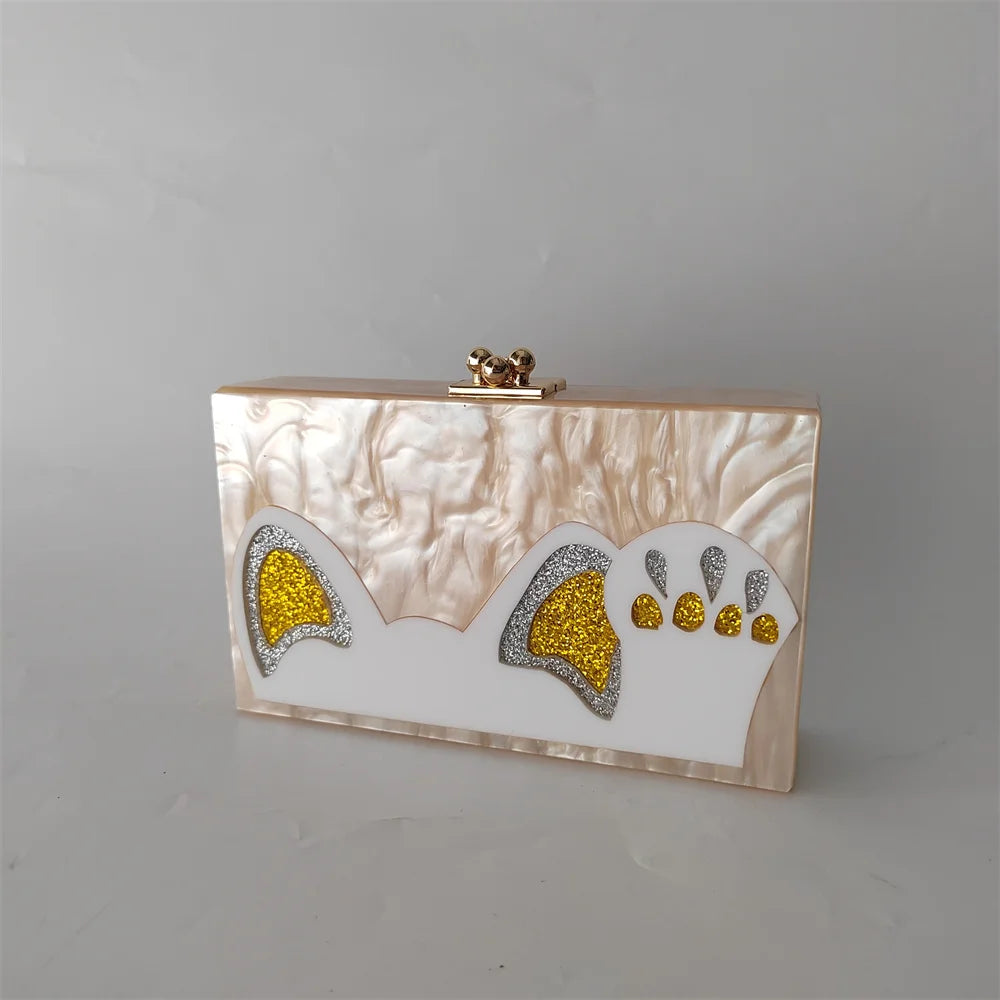 Cartoon Pearl Nude White Female Mini  Wallet Brand Women Acrylic Evening Bag Wedding Party Clutch Purse Prom Casual Box Handbag