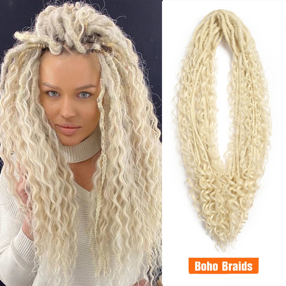 Double Ended Synthetic Dreadlock Extensions  Ombre Blonde Boho Crochet Hippie Dreads 10 Strands Handmade Bohemian Box Braids