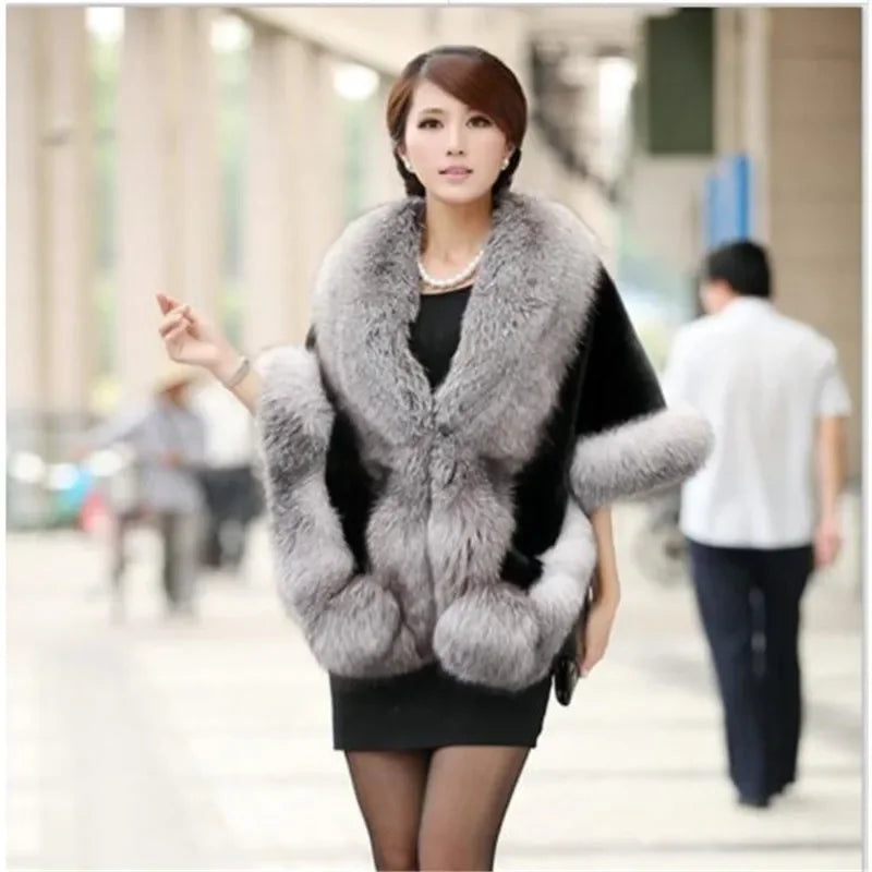 Luxury Faux Fur Scarf Cape Winter Warm Bolero Bridal  Poncho Elegant Soft  Mink Female Wedding Cloak  Jacket E162