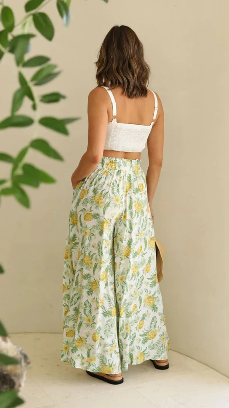 Women's Boho Pant Casual High Waist Loose Sweatpants Trousers Capris Wide Leg Pants Skirt Fashion Women Clothes Pantalones Mujer