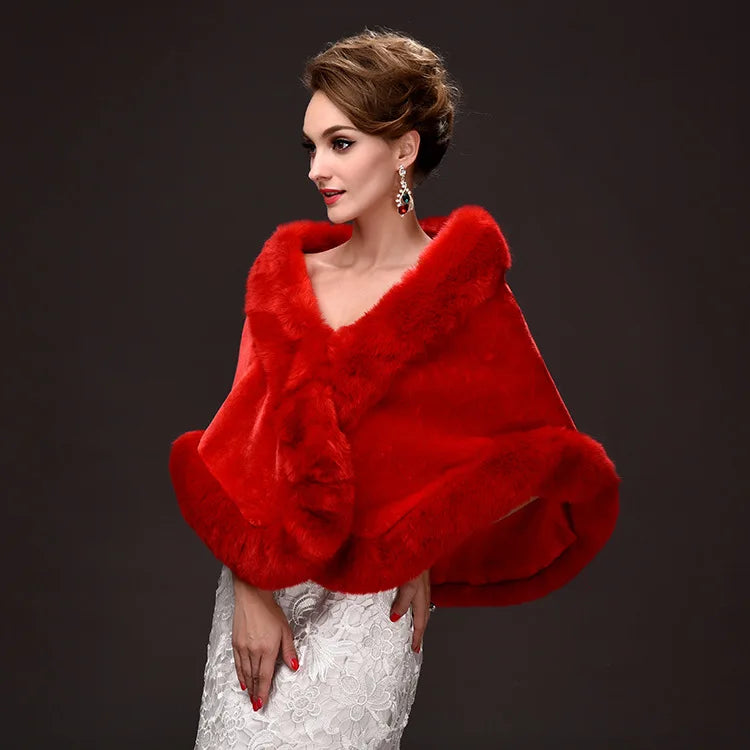 Luxury Faux Fur Scarf Cape Winter Warm Bolero Bridal  Poncho Elegant Soft  Mink Female Wedding Cloak  Jacket E162
