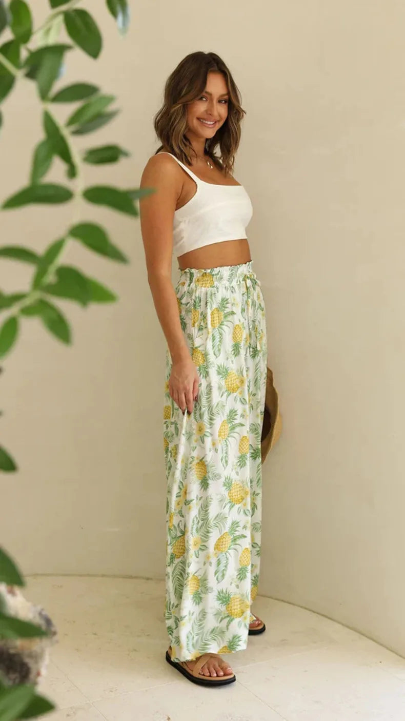 Women's Boho Pant Casual High Waist Loose Sweatpants Trousers Capris Wide Leg Pants Skirt Fashion Women Clothes Pantalones Mujer