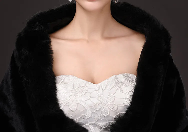 Luxury Faux Fur Scarf Cape Winter Warm Bolero Bridal  Poncho Elegant Soft  Mink Female Wedding Cloak  Jacket E162