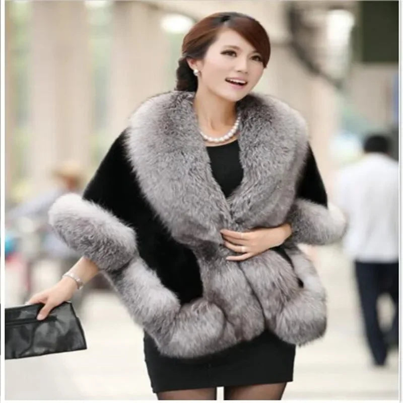 Luxury Faux Fur Scarf Cape Winter Warm Bolero Bridal  Poncho Elegant Soft  Mink Female Wedding Cloak  Jacket E162