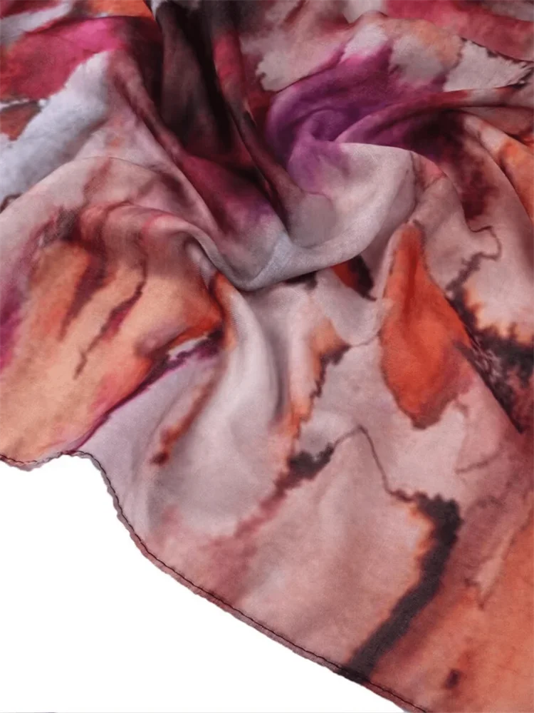 1Pcs Islam Ramadan Watercolor Print Hijab Women Bohemian Soft Muslim Hijabs Foulard Femme Shawl Wrap Scarf Headscarf
