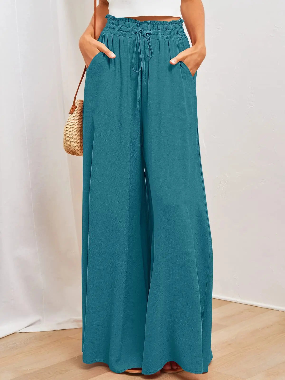Women's Boho Pant Casual High Waist Loose Sweatpants Trousers Capris Wide Leg Pants Skirt Fashion Women Clothes Pantalones Mujer