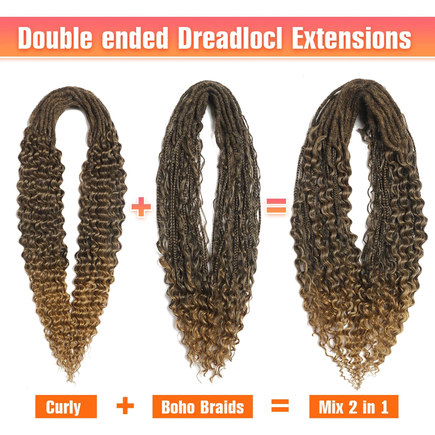 Double Ended Synthetic Dreadlock Extensions  Ombre Blonde Boho Crochet Hippie Dreads 10 Strands Handmade Bohemian Box Braids