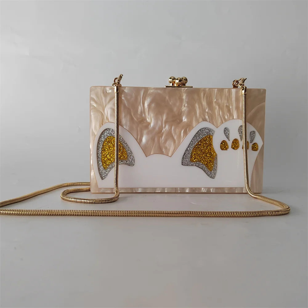 Cartoon Pearl Nude White Female Mini  Wallet Brand Women Acrylic Evening Bag Wedding Party Clutch Purse Prom Casual Box Handbag