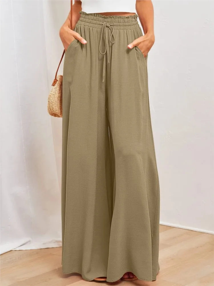 Women's Boho Pant Casual High Waist Loose Sweatpants Trousers Capris Wide Leg Pants Skirt Fashion Women Clothes Pantalones Mujer