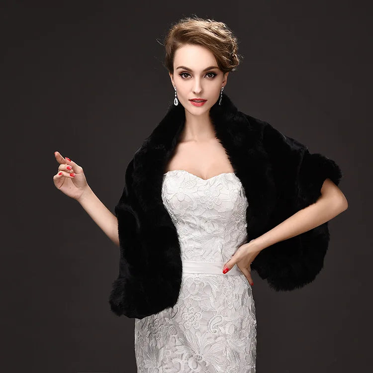 Luxury Faux Fur Scarf Cape Winter Warm Bolero Bridal  Poncho Elegant Soft  Mink Female Wedding Cloak  Jacket E162