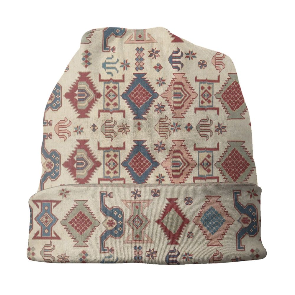 Custom Persian Kilim Print Skullies Beanies Caps Cool Warm Knitted Hats Unisex Bohemian Geometric Ethnic Style Bonnet Hats