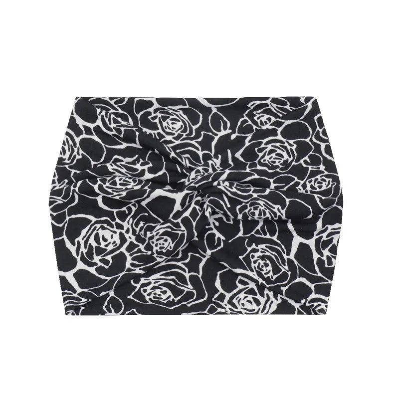 Flower Yoga Headbands For Women's Hair Extra Wide Thick Stretchy Boho African Turban Knotted Tie Dye Head Bands
