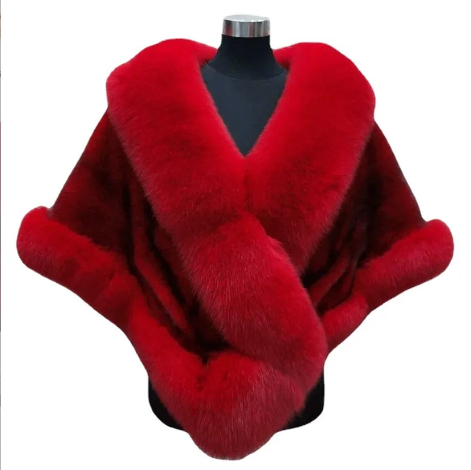 Luxury Faux Fur Scarf Cape Winter Warm Bolero Bridal  Poncho Elegant Soft  Mink Female Wedding Cloak  Jacket E162