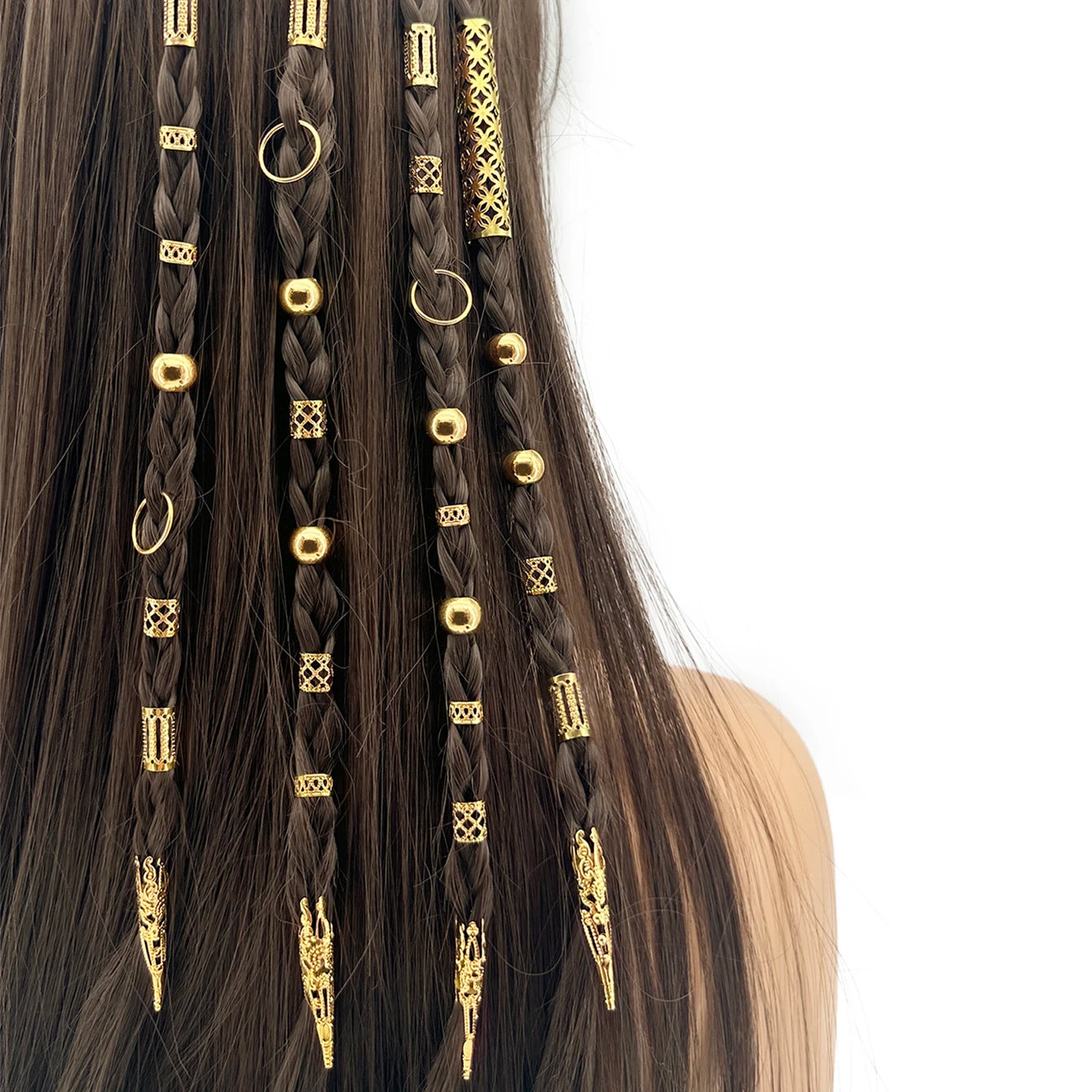 102pcs boho Hollow Braids Hair Rings Metal Dreadlock Hair Cuff Pins Different Length Hair Barrettes For Women  Hair Accessories