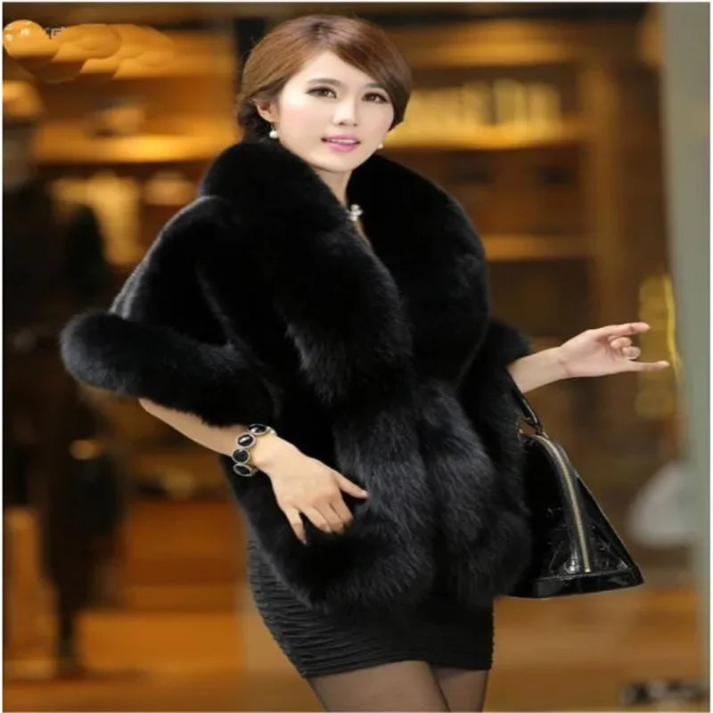 Luxury Faux Fur Scarf Cape Winter Warm Bolero Bridal  Poncho Elegant Soft  Mink Female Wedding Cloak  Jacket E162