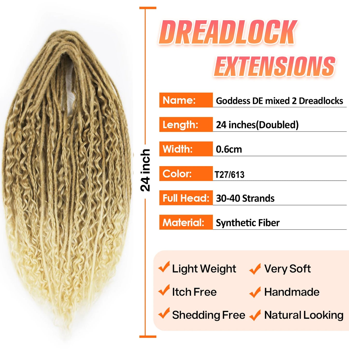 Double Ended Synthetic Dreadlock Extensions  Ombre Blonde Boho Crochet Hippie Dreads 10 Strands Handmade Bohemian Box Braids