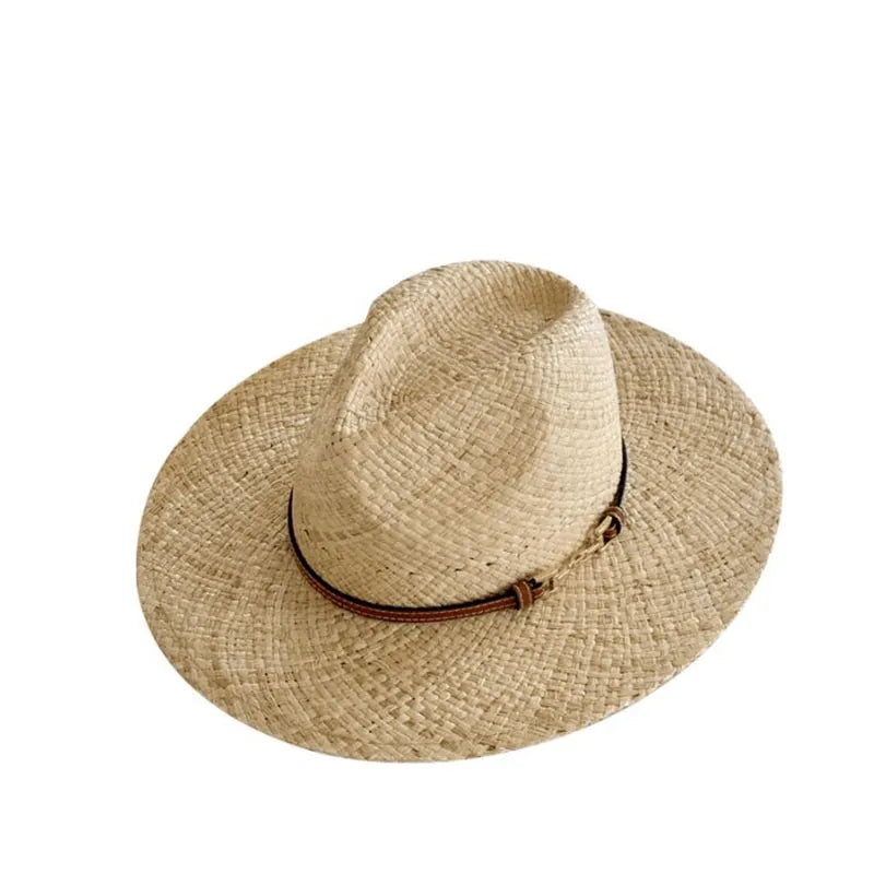 Fashion Vintage Raffia Straw Jazz Hats For Women Men Caps Summer Beach Casual Fedora Hat  Jazz Hat Elegant Sunhat Chapeau Enfant
